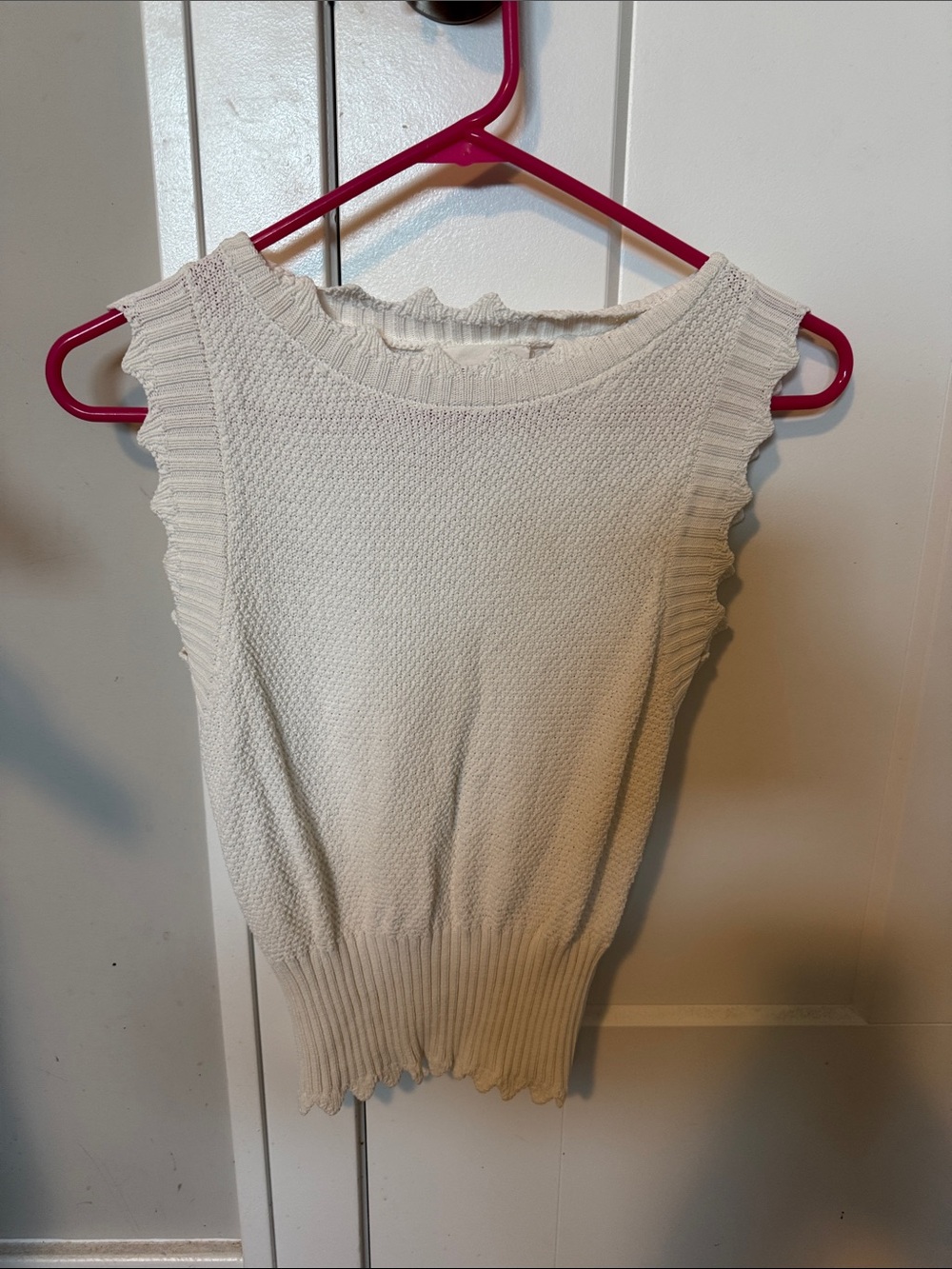 Sleeveless Crewneck Knit Sweater in Cream